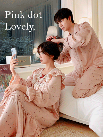 [10%즉시할인] 핑크빛 도트 러블리 커플잠옷SET- 누디몰